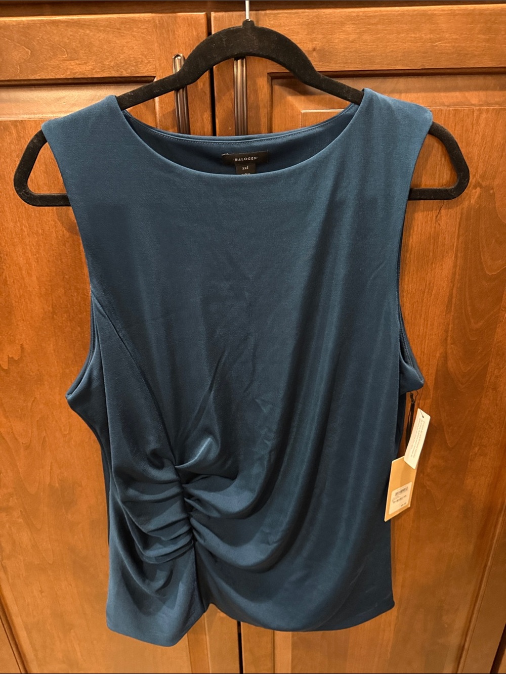 Halogen Teal Twist-Front Sleeveless Tank